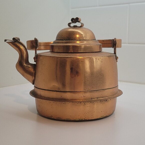 Vintage Scandinavian made 1900's Copper Teapot with Lid and Spout